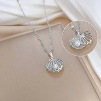 Korean Openable Shell Pearl Locket Necklace | Double-Sided Shell Pendant