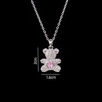Stainless Steel Bear Pendant Necklace with Zircon Accent | Elegant Animal Jewelry