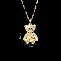 Stainless Steel Bear Pendant Necklace with Zircon Accent | Elegant Animal Jewelry