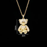 Stainless Steel Bear Pendant Necklace with Zircon Accent | Elegant Animal Jewelry