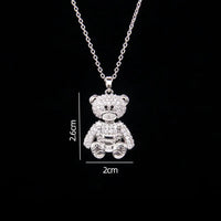 Stainless Steel Bear Pendant Necklace with Zircon Accent | Elegant Animal Jewelry