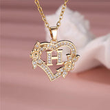 A-Z Flower Heart Initial Pendant Necklace | Personalized Letter Charm Jewelry