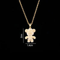 Stainless Steel Bear Pendant Necklace with Zircon Accent | Elegant Animal Jewelry