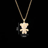 Stainless Steel Bear Pendant Necklace with Zircon Accent | Elegant Animal Jewelry