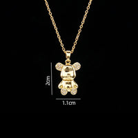 Stainless Steel Bear Pendant Necklace with Zircon Accent | Elegant Animal Jewelry