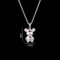 Stainless Steel Bear Pendant Necklace with Zircon Accent | Elegant Animal Jewelry