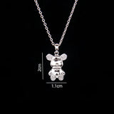 Stainless Steel Bear Pendant Necklace with Zircon Accent | Elegant Animal Jewelry