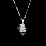 Stainless Steel Bear Pendant Necklace with Zircon Accent | Elegant Animal Jewelry
