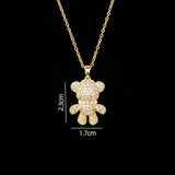 Stainless Steel Bear Pendant Necklace with Zircon Accent | Elegant Animal Jewelry
