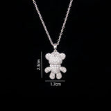 Stainless Steel Bear Pendant Necklace with Zircon Accent | Elegant Animal Jewelry