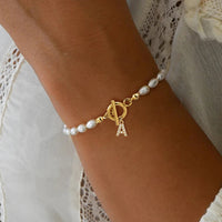 Pavé Zircon Initial Bracelet | 26 Alphabet Charm Personalized Jewelry