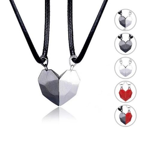Matching Couple Necklace Set | Heart & Key Pendant for Him & Her