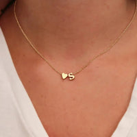 Tiny Heart Dainty Initial Necklace | Minimalist Letter Charm Jewelry