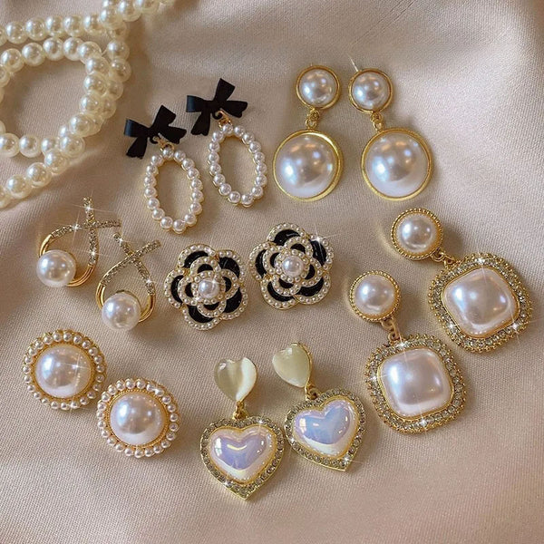CC Style Pearl Vintage Drop Earrings | Classic Luxury Jewelry