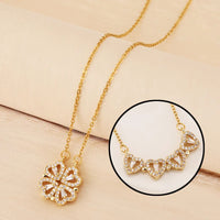 Folding Heart-Shaped Four-Leaf Clover Pendant Necklace | Magnetic Lucky Locket