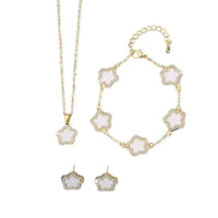 Luxury Five-Leaf Flower Jewelry Set | Pendant Necklace & Matching Earrings