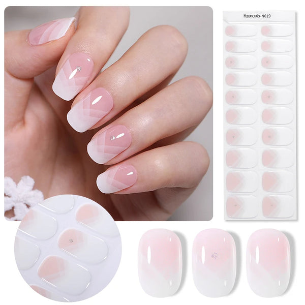 20-Tip Gradient French Semi-Cured Gel Nail Stickers | Ombre French Nail Strips
