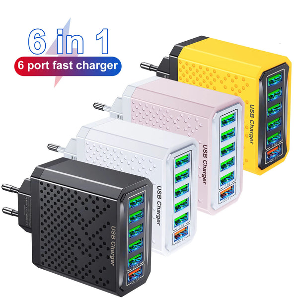 6-in-1 USB Charger Station – Multi-Port Fast Charging Hub