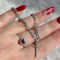 Heart Ring & Sword Bracelet Set | Couple Matching Jewelry Set