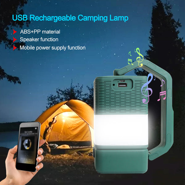 USB LED Camping Night Light with Bluetooth Speaker | Portable 2-in-1 Lantern