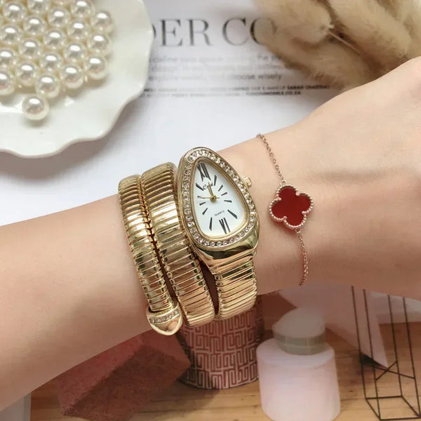 Serpentine Quartz Watch for Women | Elegant Snake Chain Timepiece