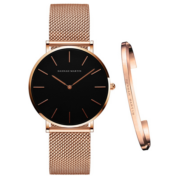 Hannah Martin Women’s Watch & Bracelet Set | Elegant Matching Timepiece Jewelry
