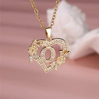A-Z Flower Heart Initial Pendant Necklace | Personalized Letter Charm Jewelry