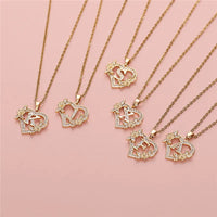 A-Z Flower Heart Initial Pendant Necklace | Personalized Letter Charm Jewelry
