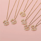A-Z Flower Heart Initial Pendant Necklace | Personalized Letter Charm Jewelry