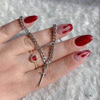 Heart Ring & Sword Bracelet Set | Couple Matching Jewelry Set