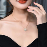 Folding Heart-Shaped Four-Leaf Clover Pendant Necklace | Magnetic Lucky Locket
