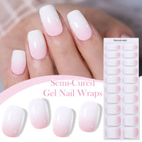 20-Tip Gradient French Semi-Cured Gel Nail Stickers | Ombre French Nail Strips