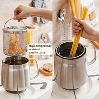 Stainless Steel Deep Frying Pot with Mesh Basket & Oil Storage – 2L Capacity