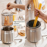 Stainless Steel Deep Frying Pot with Mesh Basket & Oil Storage – 2L Capacity