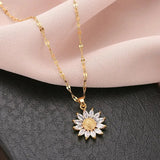 Luxury Flower Zirconia Pendant Necklace | Elegant Inlaid Crystal Jewelry