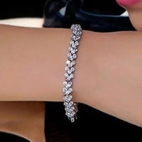 Luxury Roman Crystal Geometric Chain Bracelet | Elegant Sparkle Jewelry