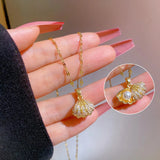Korean Openable Shell Pearl Locket Necklace | Double-Sided Shell Pendant