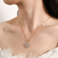 Luxury Flower Zirconia Pendant Necklace | Elegant Inlaid Crystal Jewelry