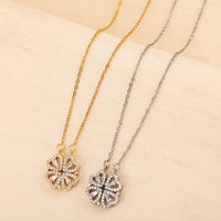 Folding Heart-Shaped Four-Leaf Clover Pendant Necklace | Magnetic Lucky Locket