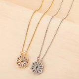 Folding Heart-Shaped Four-Leaf Clover Pendant Necklace | Magnetic Lucky Locket