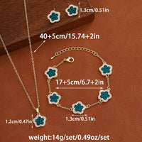 Luxury Five-Leaf Flower Jewelry Set | Pendant Necklace & Matching Earrings