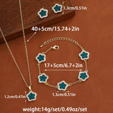 Luxury Five-Leaf Flower Jewelry Set | Pendant Necklace & Matching Earrings