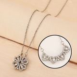 Folding Heart-Shaped Four-Leaf Clover Pendant Necklace | Magnetic Lucky Locket