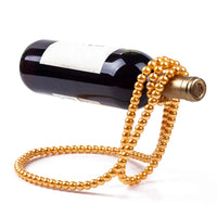 Pearl Chain Floating Wine Bottle Holder | Elegant Pearl Wine Display Stand