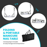 Portable Manicure Table, Foldable Nail Technician Desk