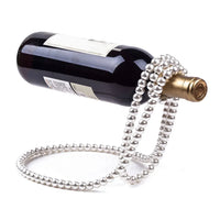 Pearl Chain Floating Wine Bottle Holder | Elegant Pearl Wine Display Stand