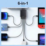 6-in-1 USB Charger Station – Multi-Port Fast Charging Hub