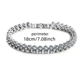 Luxury Roman Crystal Geometric Chain Bracelet | Elegant Sparkle Jewelry