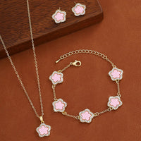 Luxury Five-Leaf Flower Jewelry Set | Pendant Necklace & Matching Earrings
