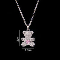 Stainless Steel Bear Pendant Necklace with Zircon Accent | Elegant Animal Jewelry
